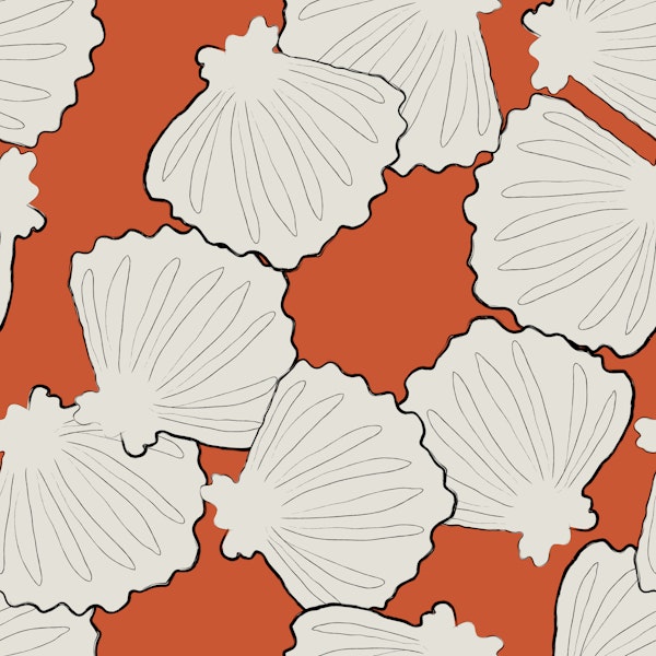 Sea shells motif on brown