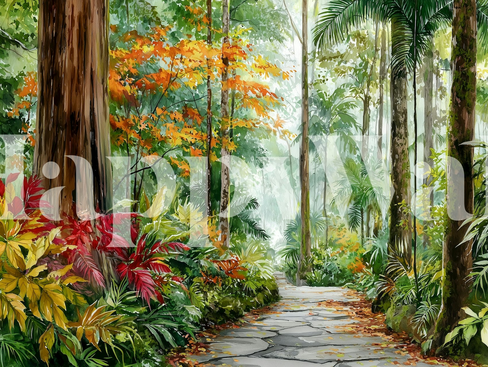 Autumn Forest Walkway tapeta u sobi