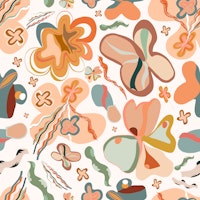 Terra cotta abstract floral pattern wallpaper