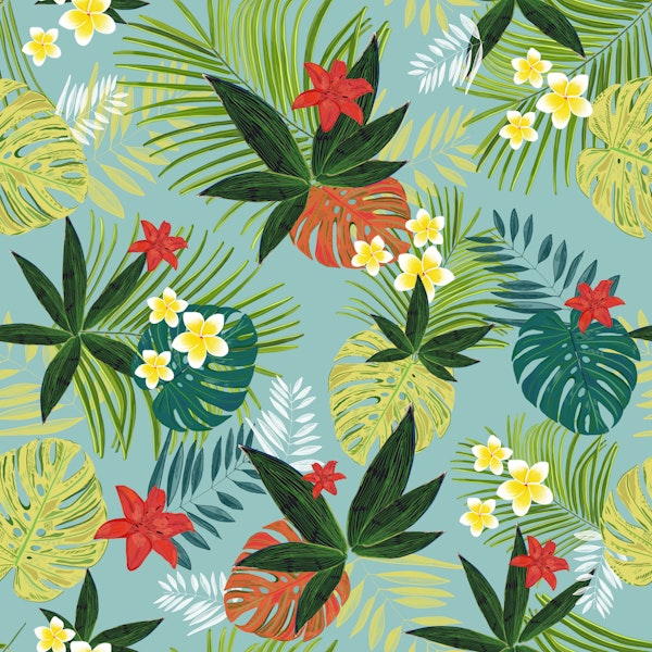 Monstera palm tropical leaves