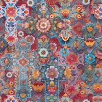 Artistic Traditional Floral Crosses Crimson tapete