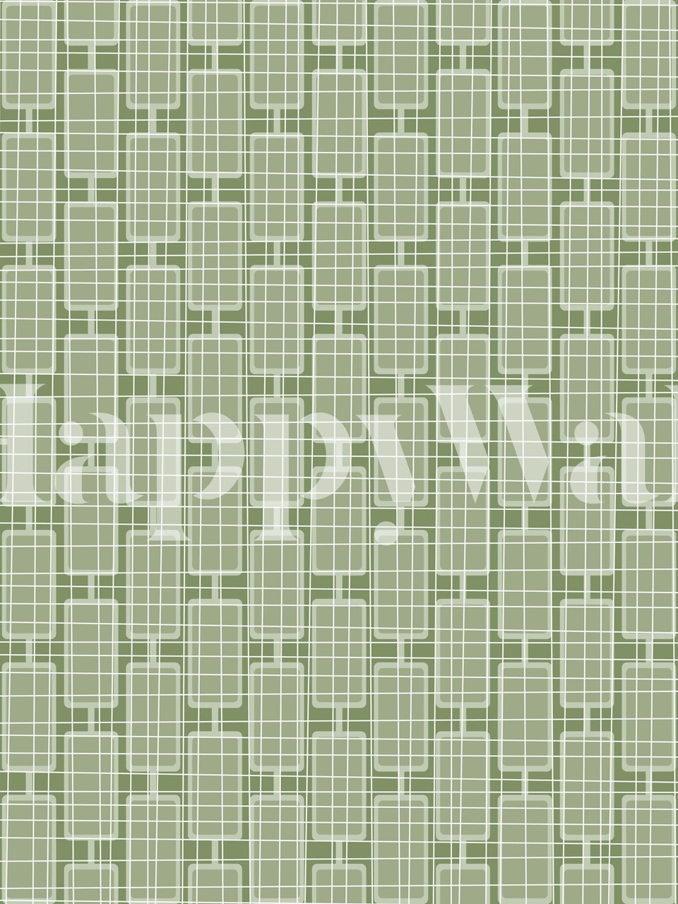 Mid Century Modern Woven Link Sage wallpaper in a room