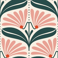Vintage Petal Charm in Pink Green - L tapeta
