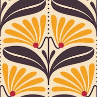 Vintage Petal Charm in Brown Yellow - S tapeta