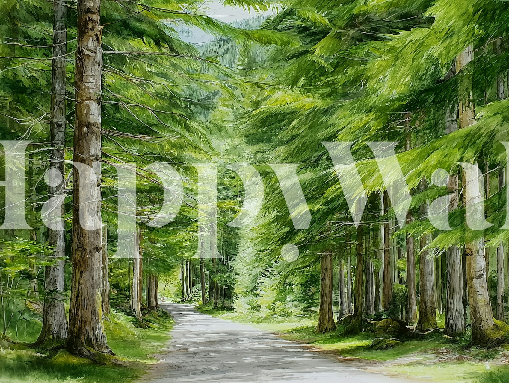 Serene woodland walk wallpaper image