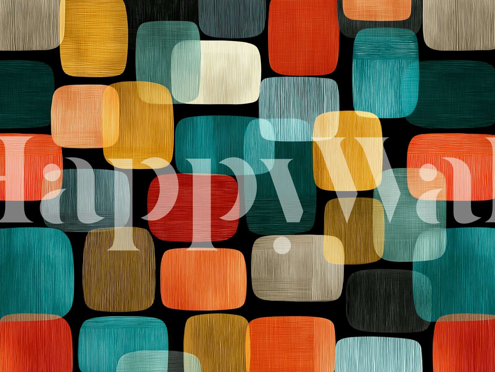 Abstract Retro Geometry-behang in een kamer