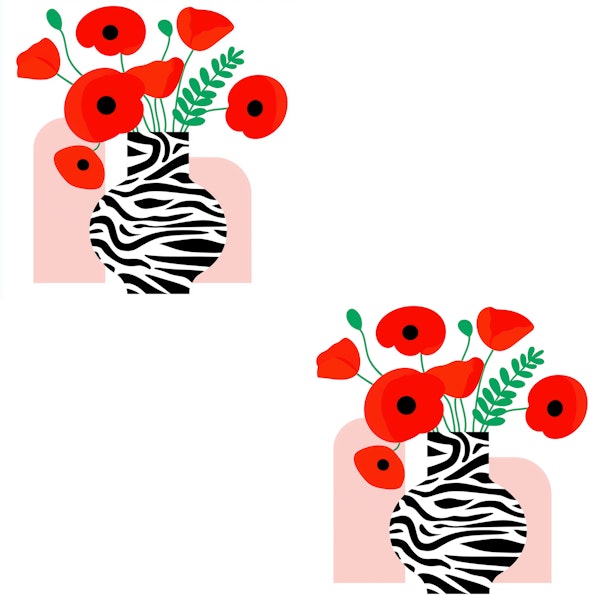 Red Poppies in Zebra Vase