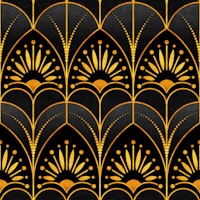 Mimosa Art Deco Black and Metal Gold papiers peint