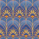 Mimosa Art Deco Deep Blue and Metal Gold