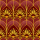 Mimosa Art Deco Maroon and Metal Gold