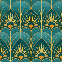 Mimosa Art Deco Teal and Metal Gold papiers peint