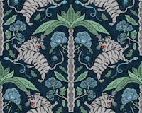 Jungle Tigers & Palm Trees - Navy Gray tapete