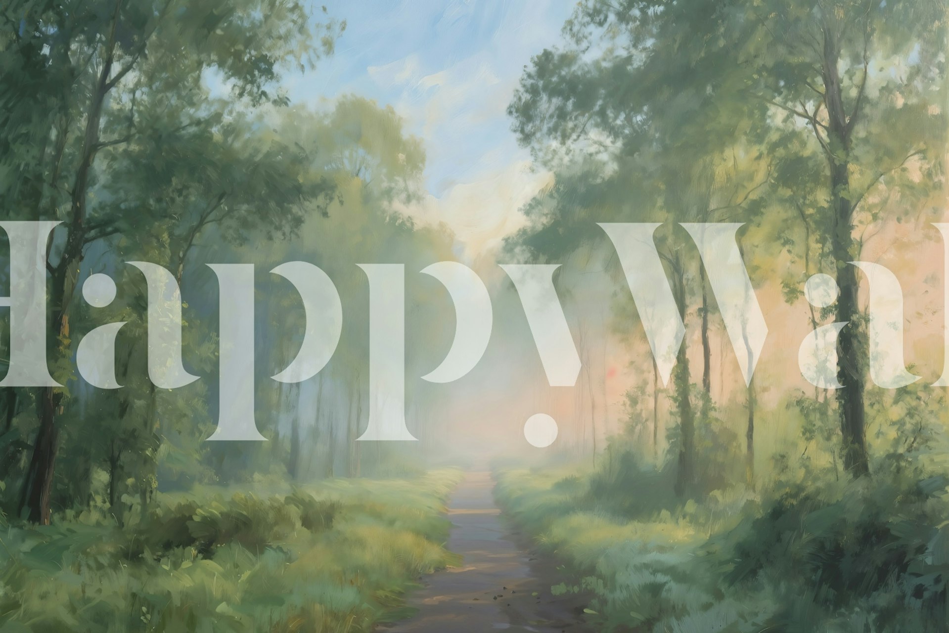 Tranquil Forest Path Painting i et rum