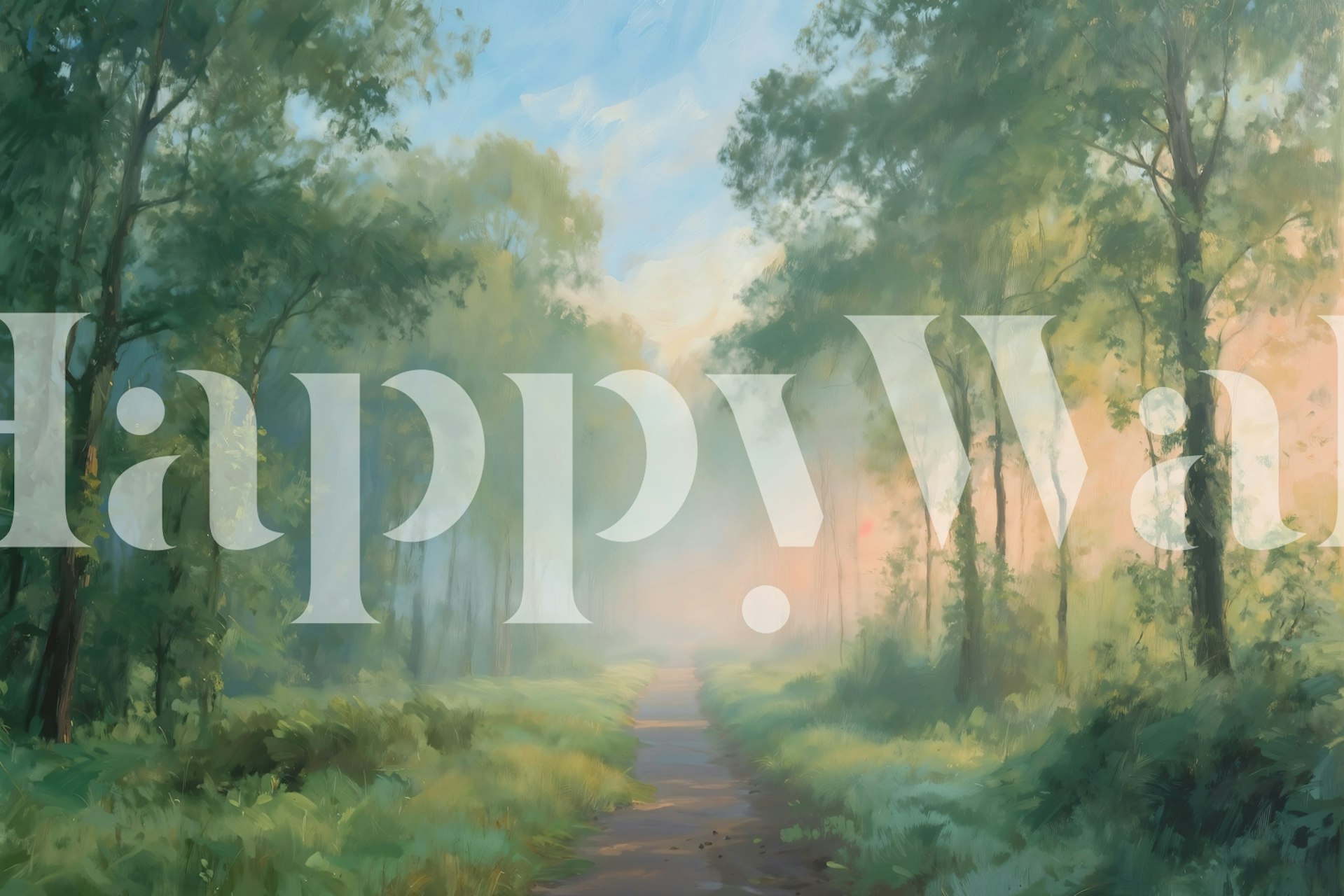 Tranquil Forest Path Painting i et rum