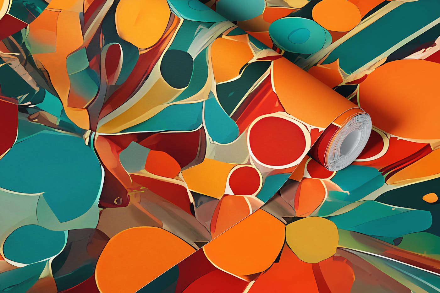 Colorful Retro Burst wallpaper roll