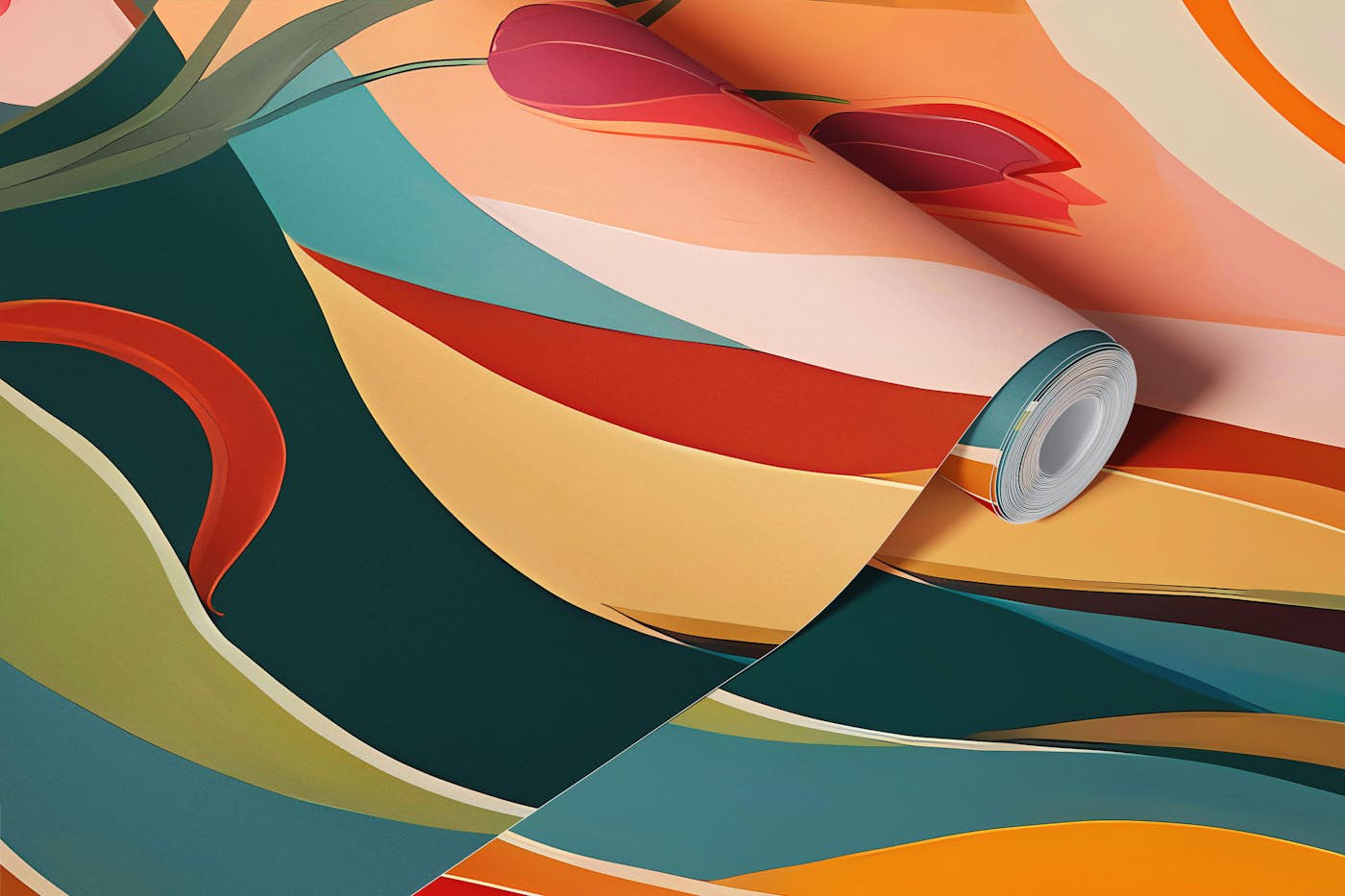 Floral Sunrise Symphony wallpaper roll