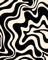 Retro Liquid Swirl Black and Cream Abstract tapetit