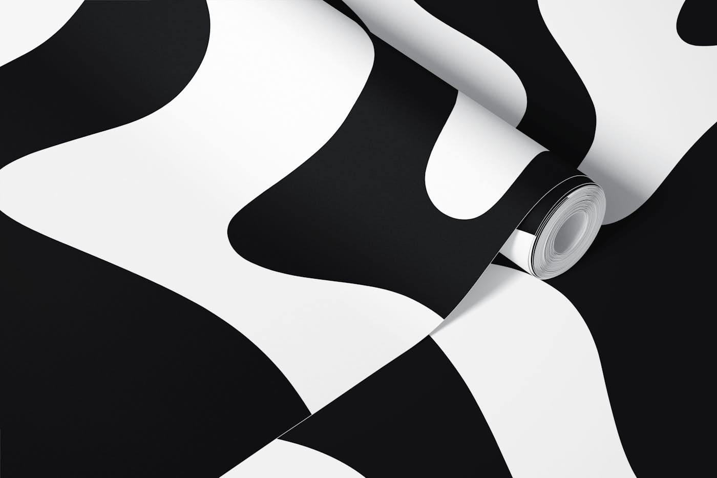 Retro Liquid Swirl Black and White wallpaper roll