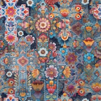 Artistic Traditional Floral Crosses Black tapete