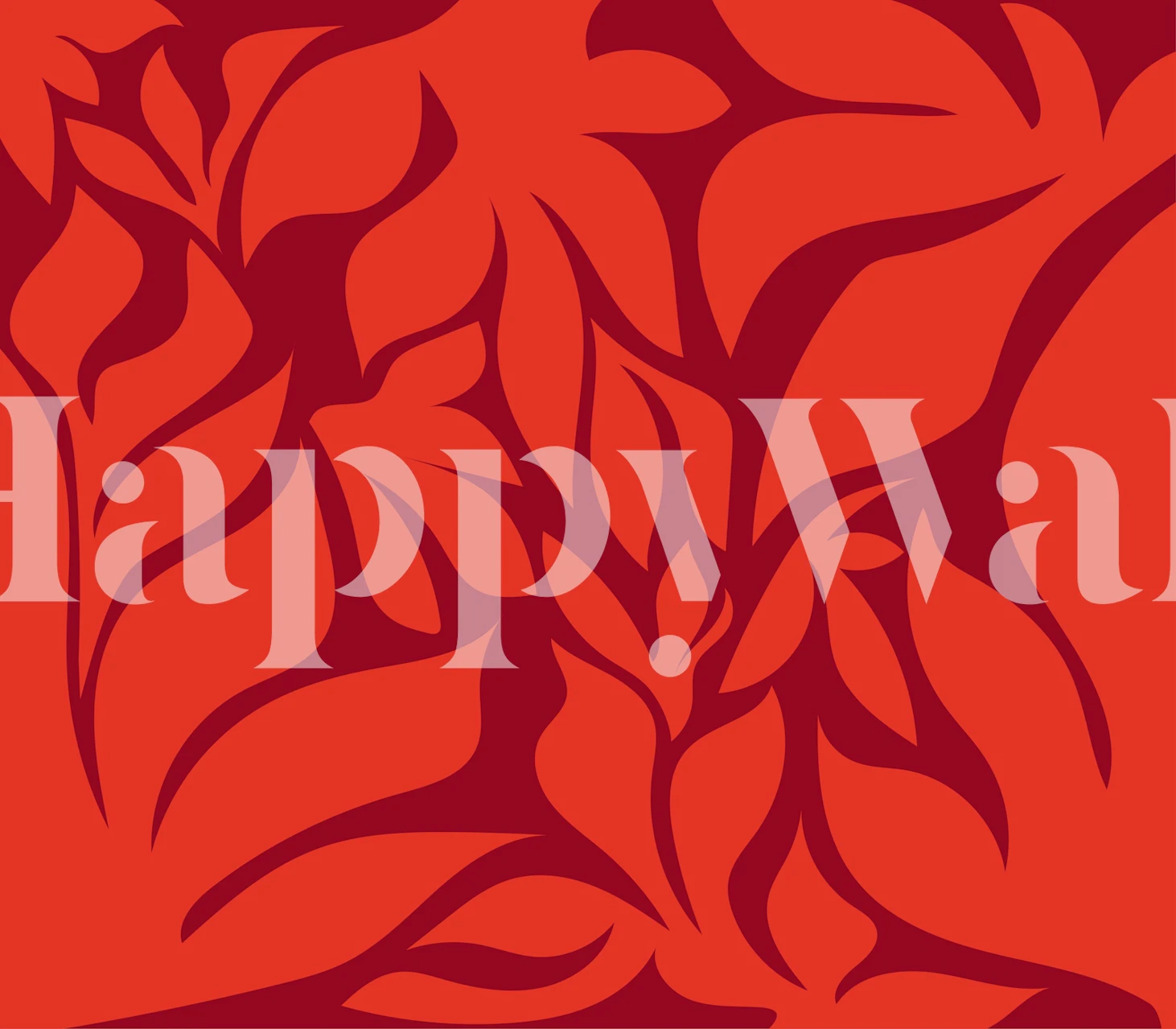 Floral abstract design in deep crimson and dark red wallpaper