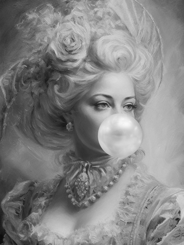 Regal Whimsy Portrait Black and White