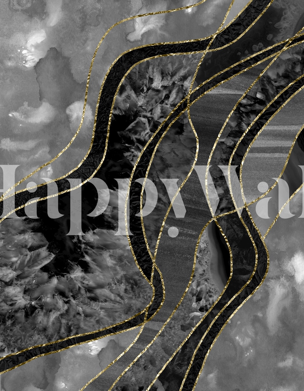 Black and gold marble pattern wallpaper