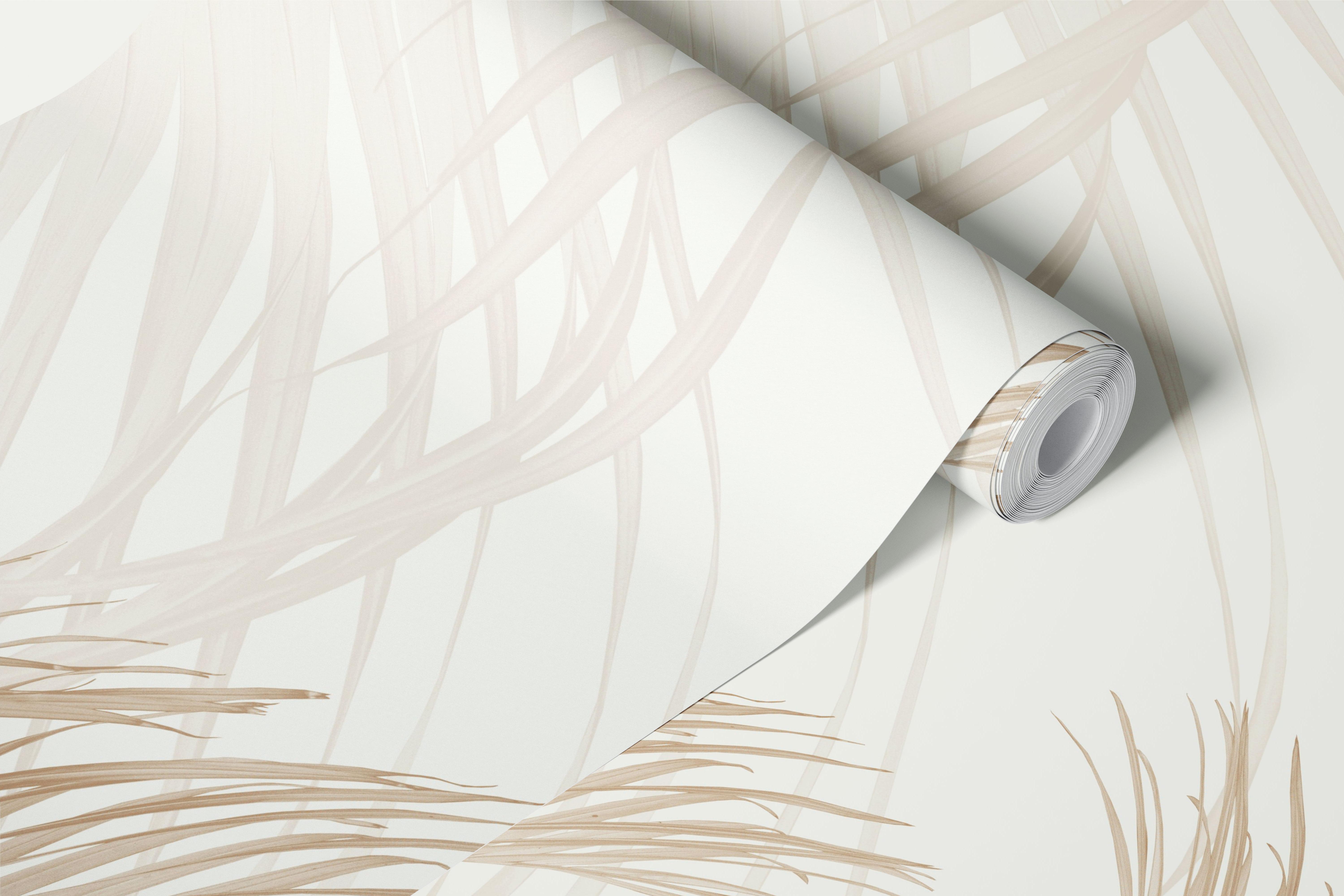 Soft Beige Feather Palm Bliss wallpaper in a room