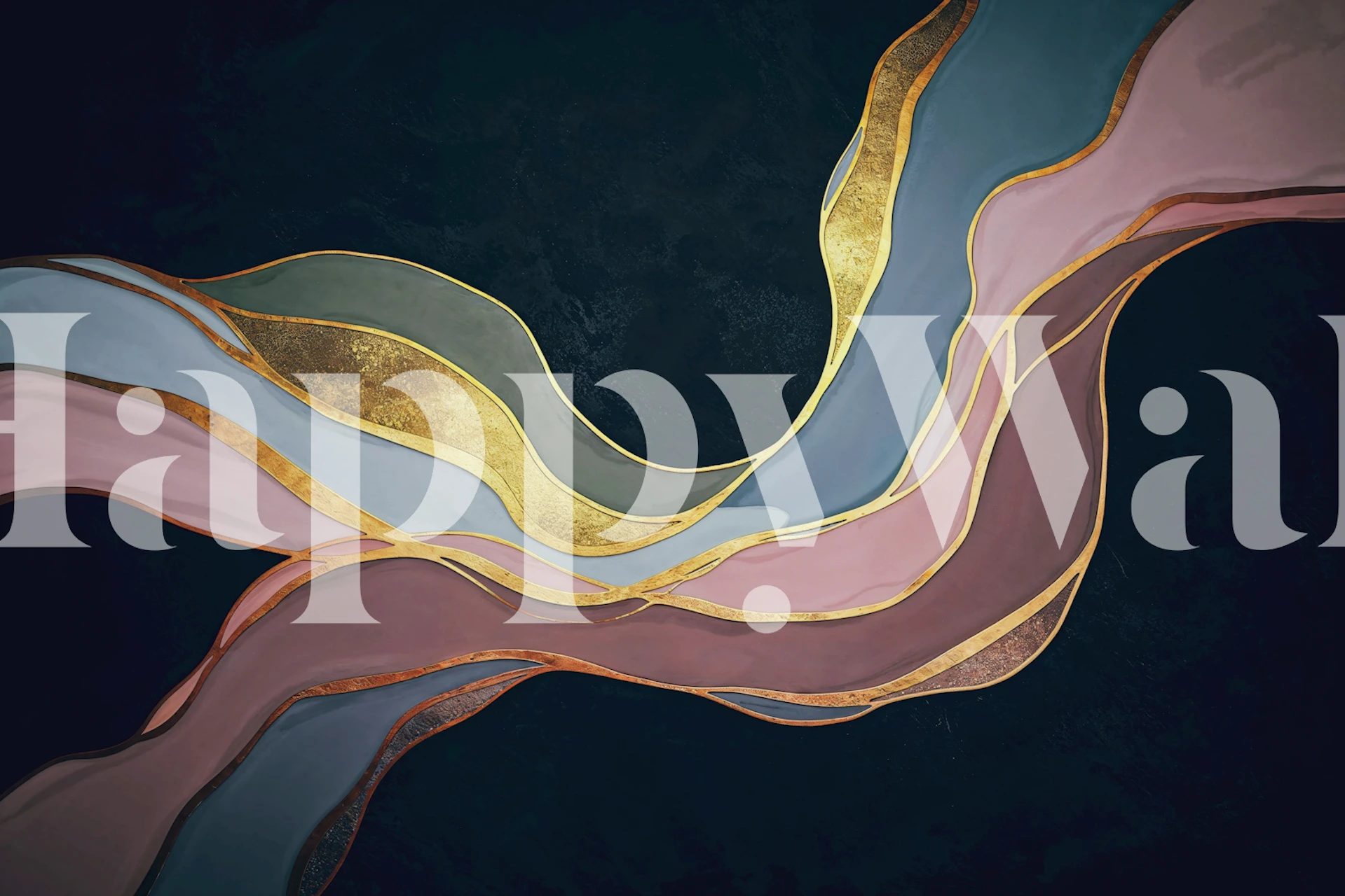 Abstract wallpaper med bølger og gull aksenter