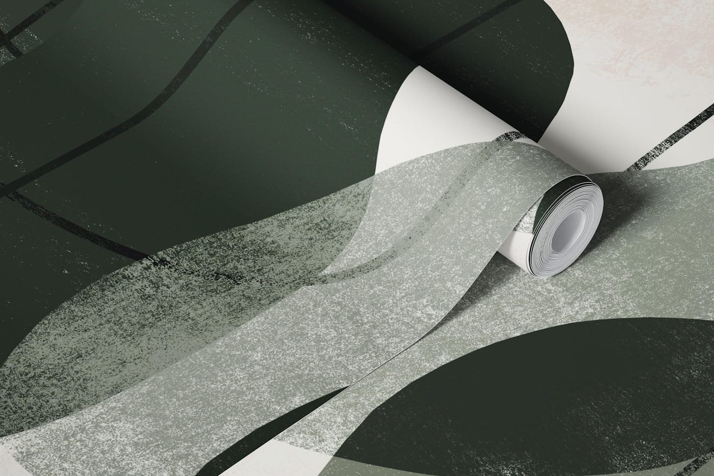 Organic Shapes in Big Green wallpaper roll