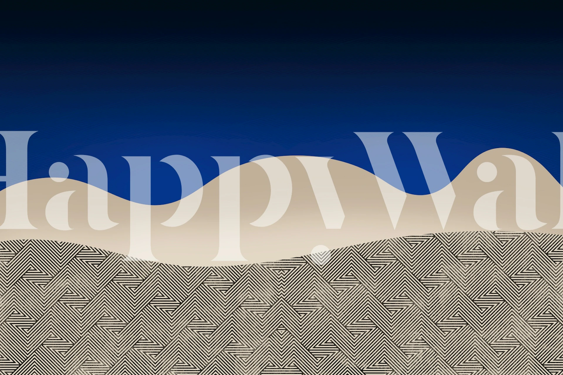 Navy and beige geometric pattern wallpaper