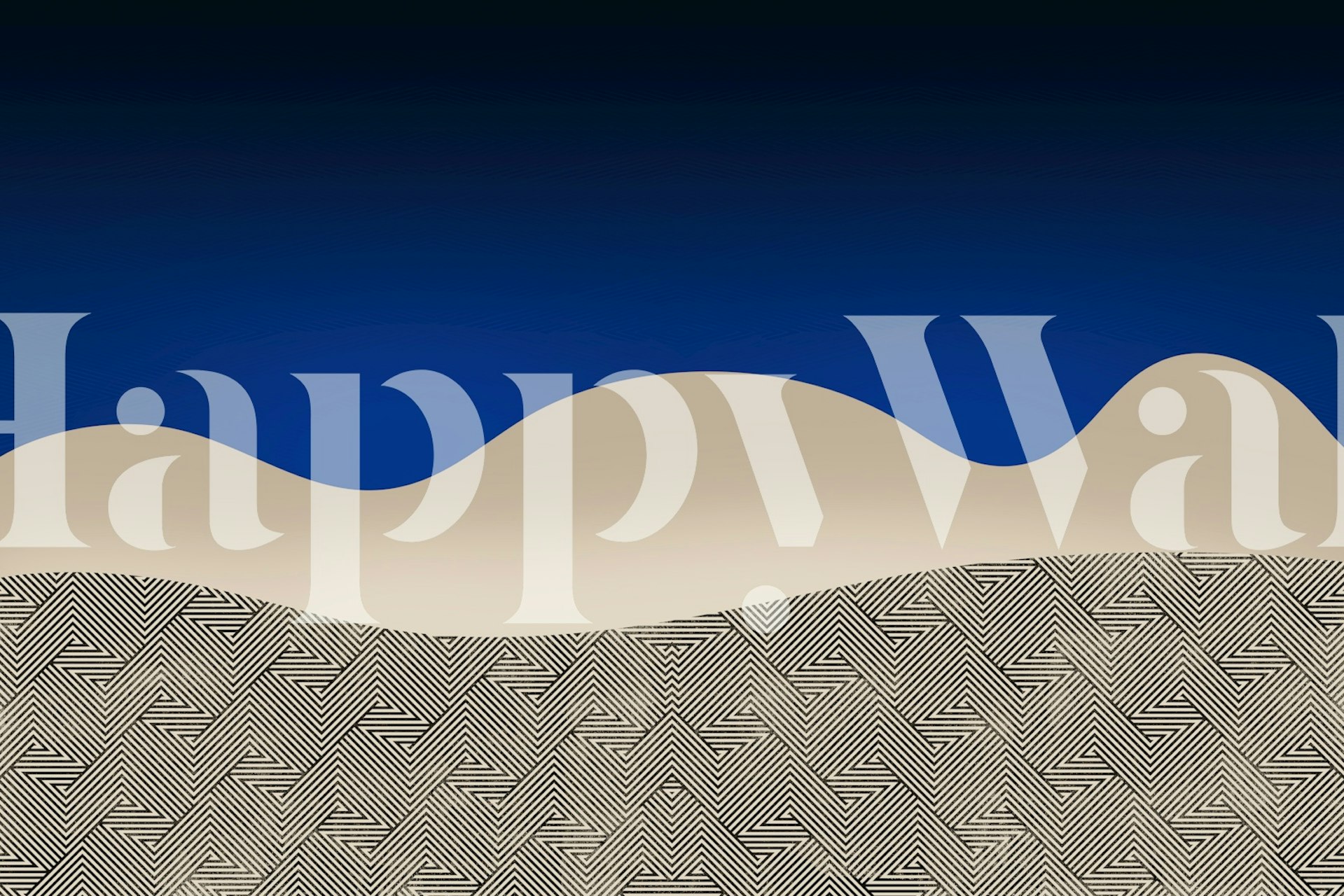 Navy and beige geometric pattern wallpaper