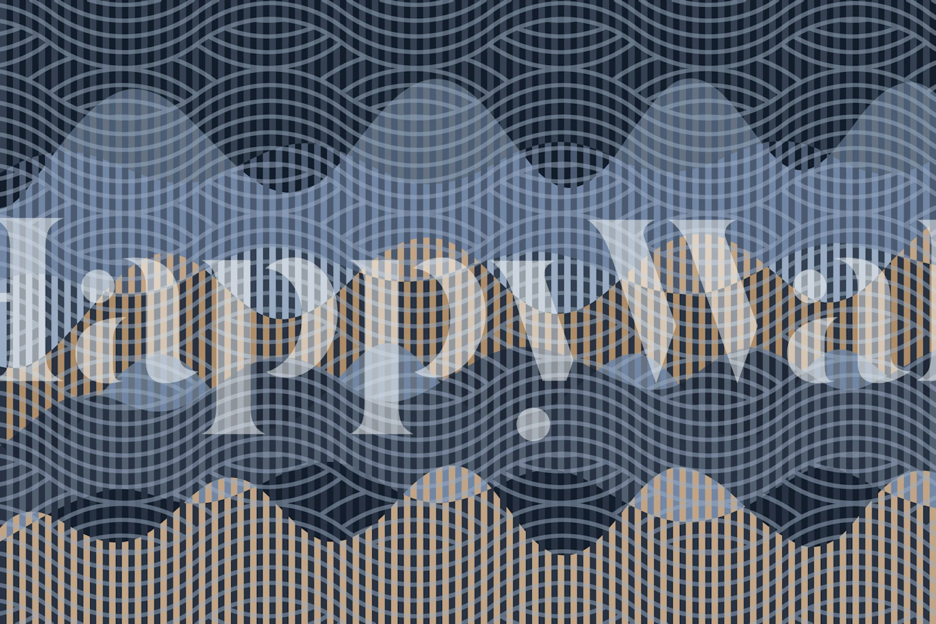 Geometric wave pattern in shades of blue with grid details wallpaper