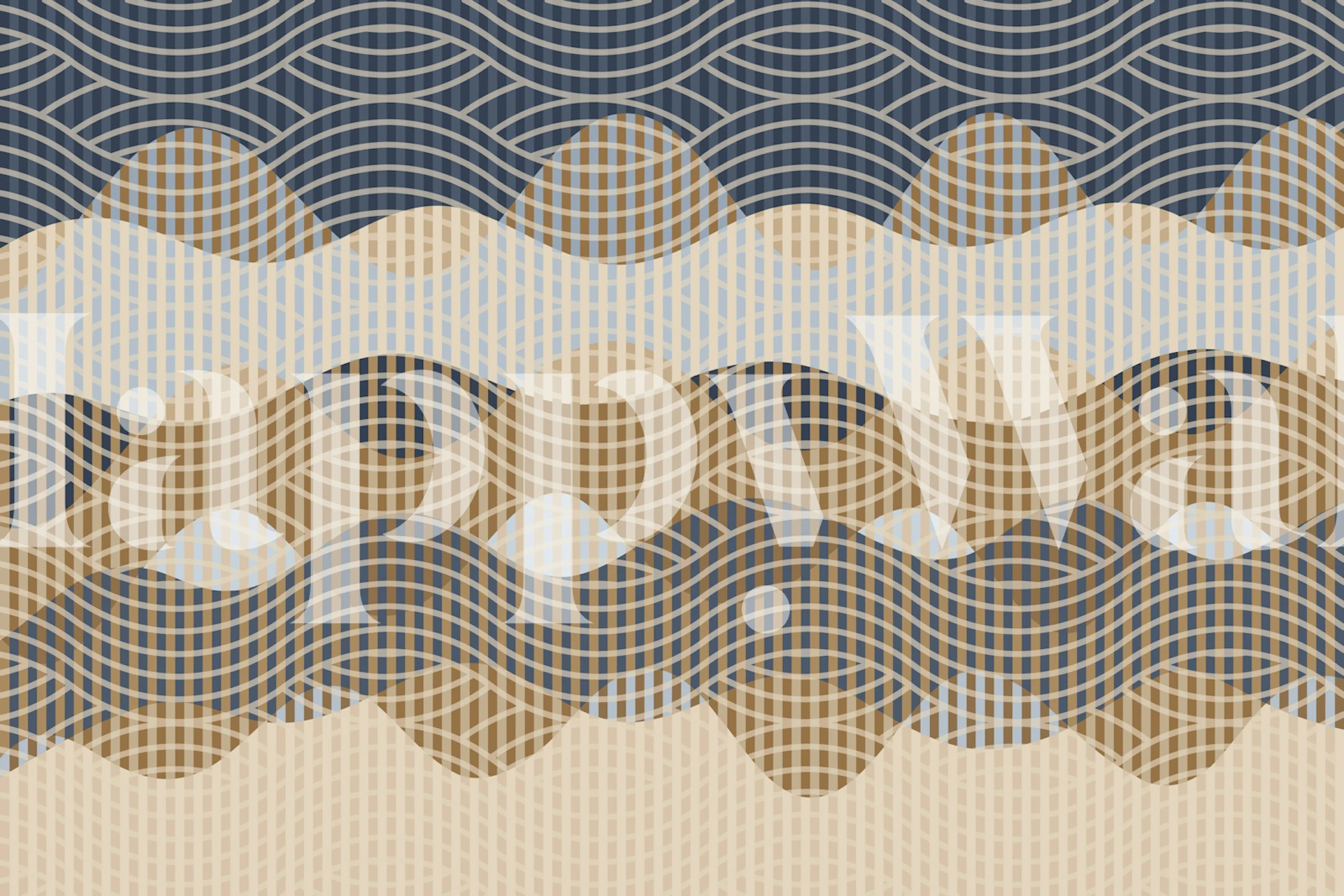 Ocean Wave Geometry tapet i ett rum