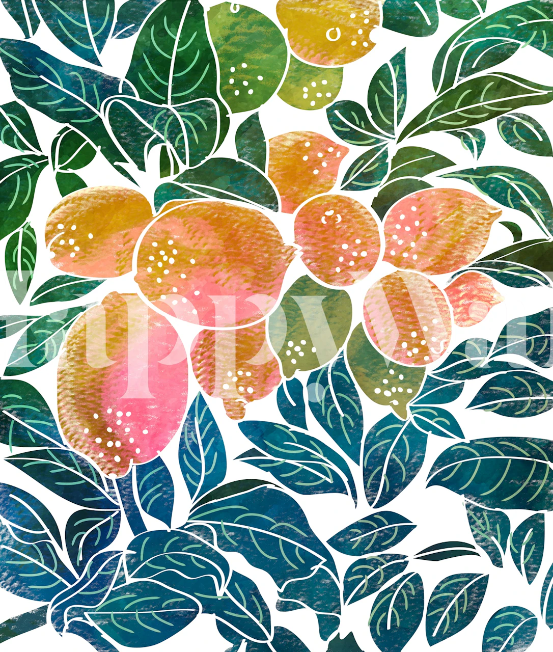 Sun-Kissed Lemons wallpaper in a room