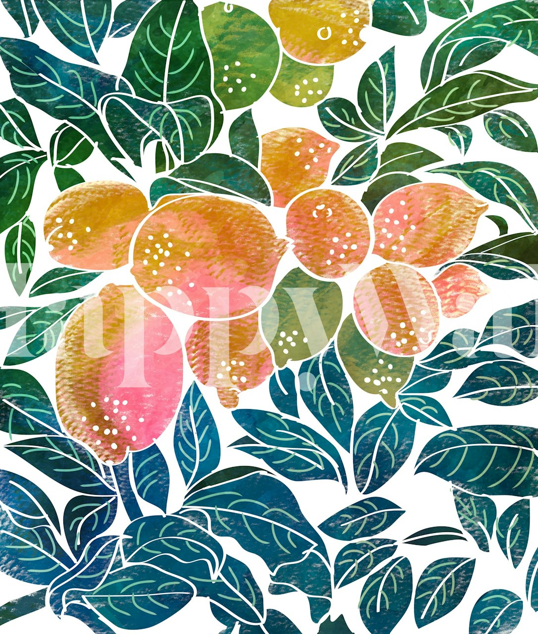 Sun-Kissed Lemons wallpaper in a room