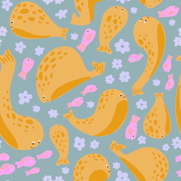 Playful Orange Whales