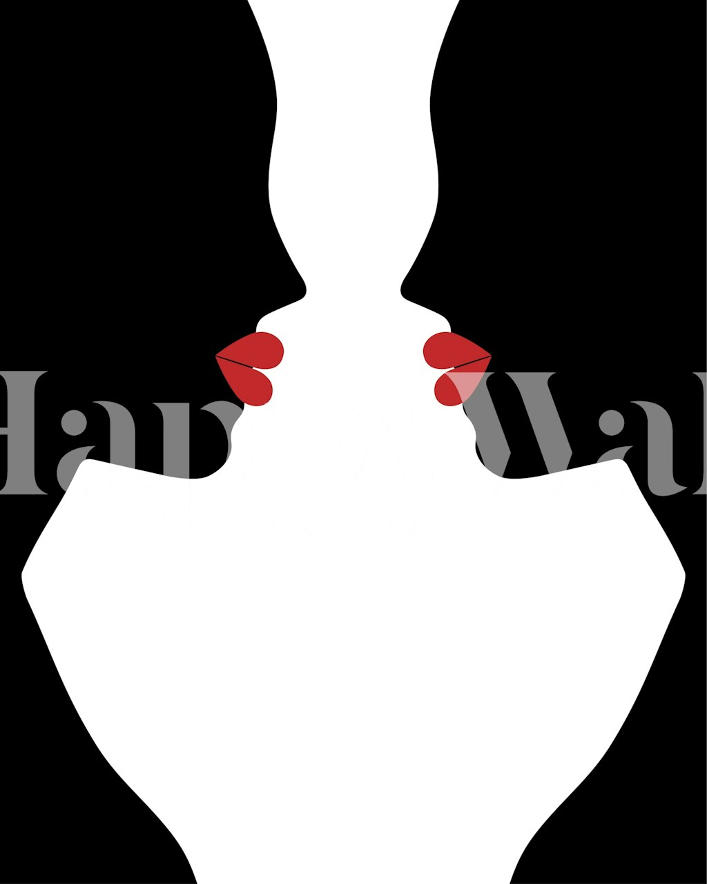 Kisses in Contrast wallpaperontwerp in een kamer