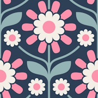 Retro Botanical Serenity in Pink Blue - S behang