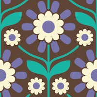 Retro Botanical Serenity in Purple Teal - L behang