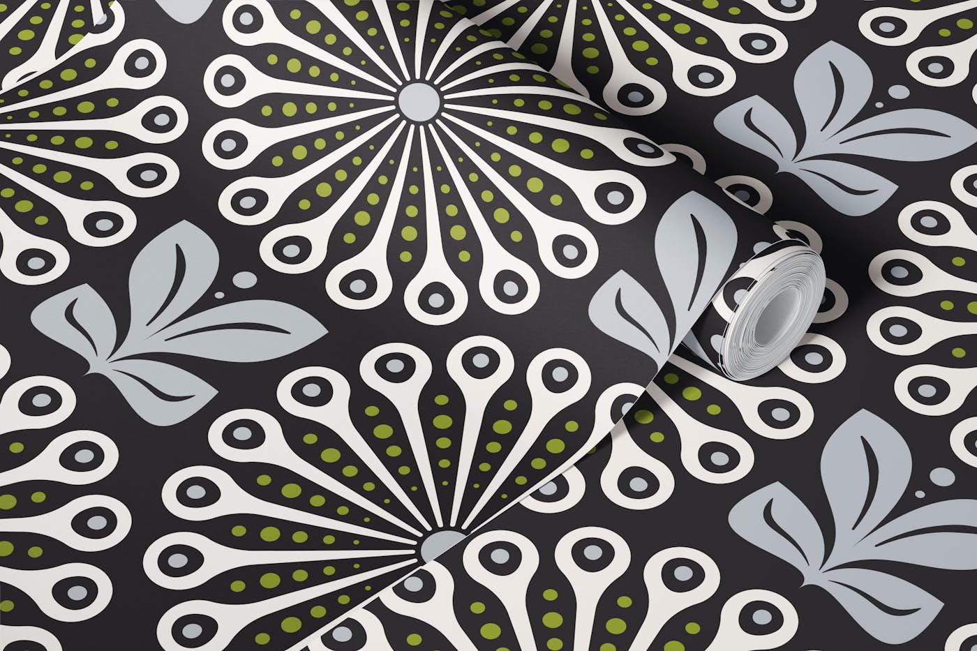 Vintage Dandelion Radiance in Gray - L wallpaper roll