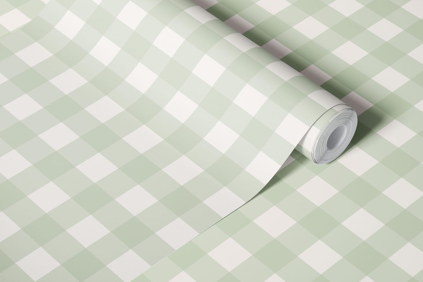 Soft Sage Green Plaid Charm wallpaper roll