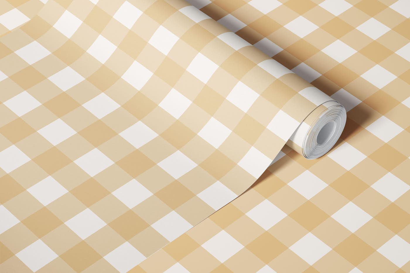 Soft Mustard Checker Vichy wallpaper roll