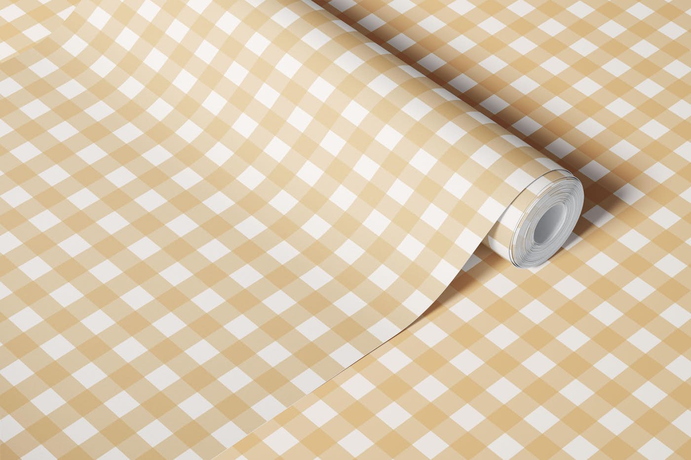 Mini Soft Mustard Checker Vichy wallpaper roll