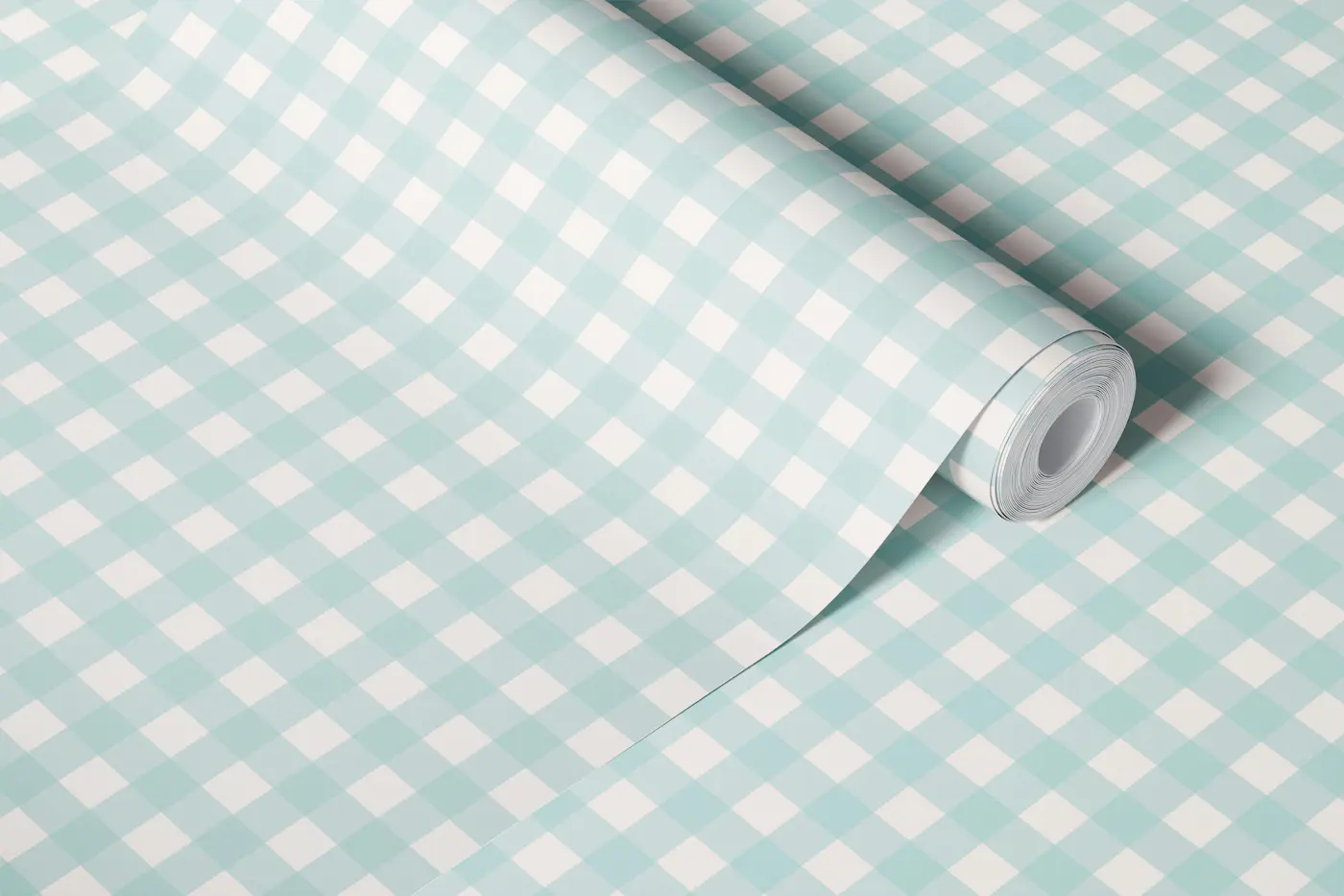 Mini Soft Aqua Mint Checkered wallpaper roll