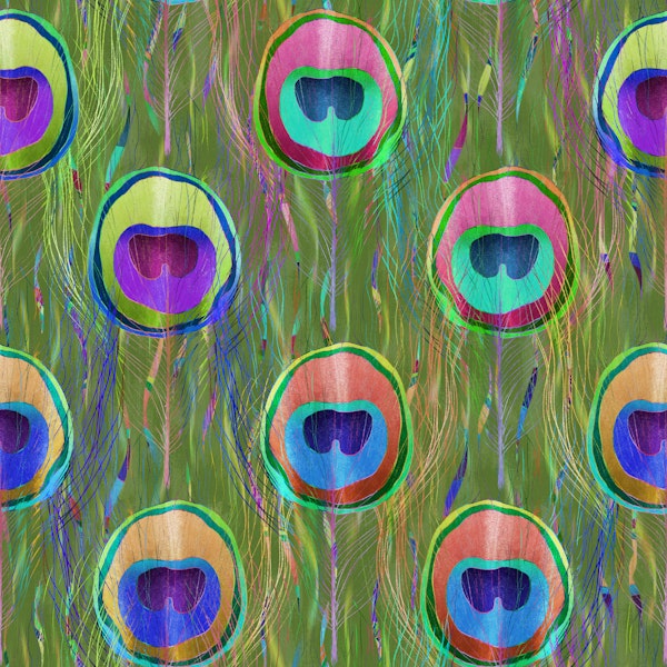 Bohemian Peacock Feathers Green