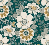 Rich Green Moody Floral tapete