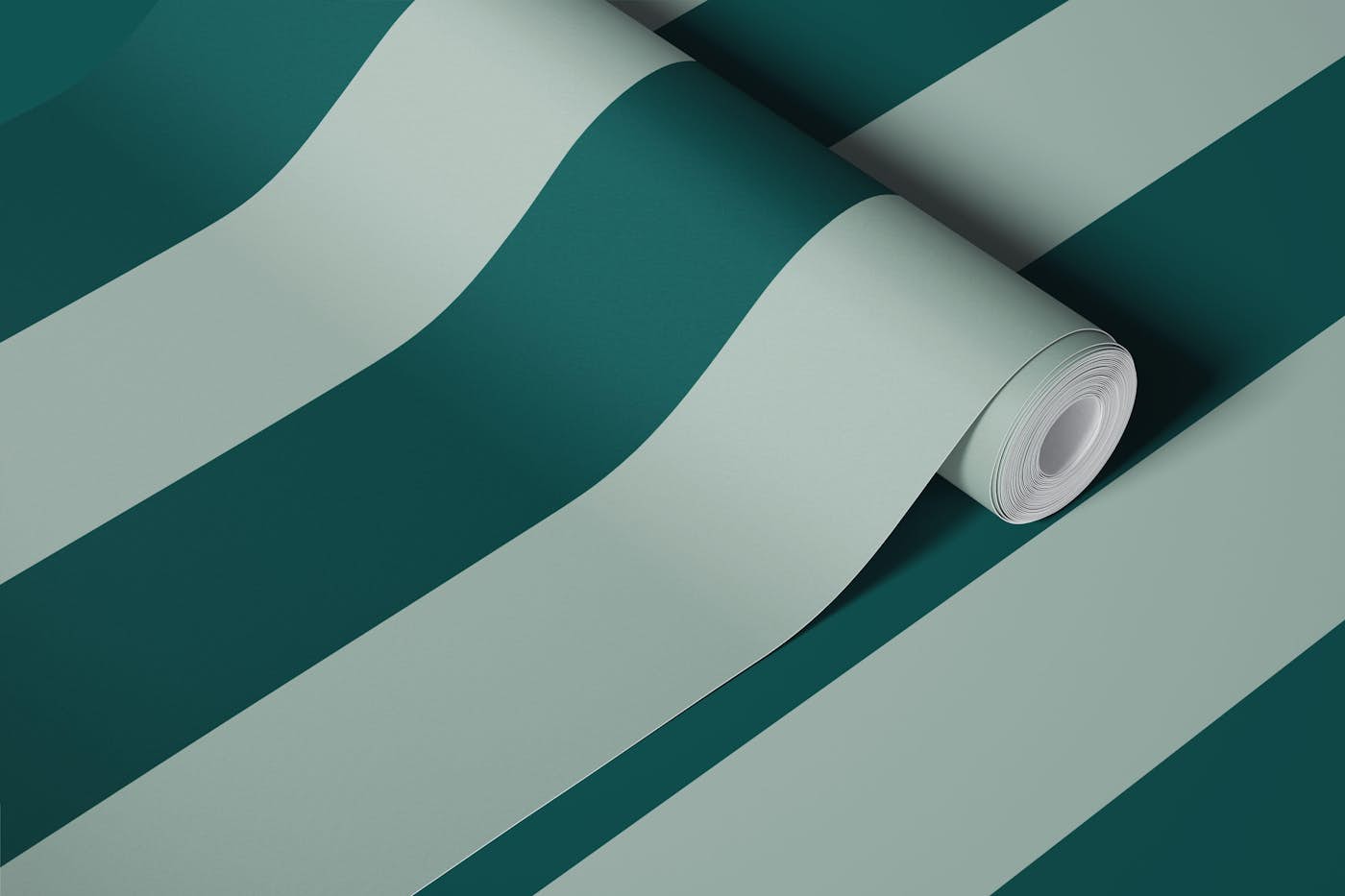 Rich and Muted Green Stripes - Wide wallpaper roll