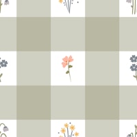 Wildflower Gingham wallpaper