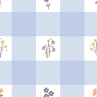Wildflower Gingham in Blue wallpaper