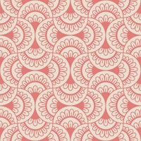 Vintage Floral Scallops - coral red ταπετσαρία